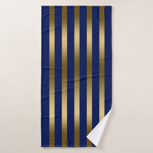 Blaue und goldene Streifen Badhandtuch Set (Badehandtuch)