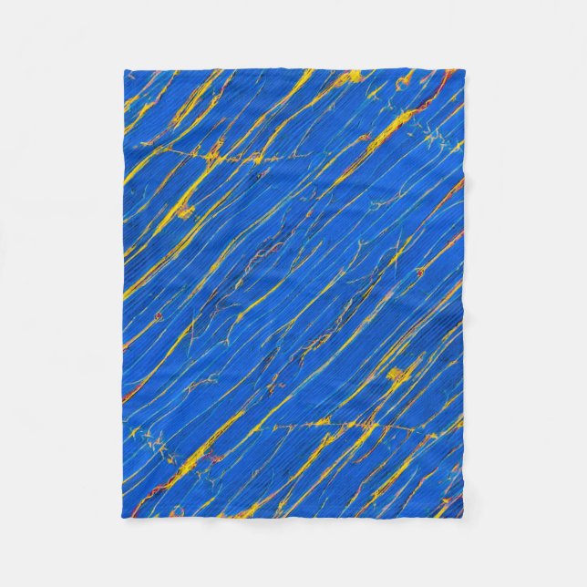 Blaue und goldene Streifen Fleecedecke (Vorderseite)