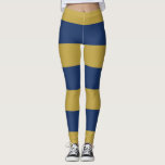 Blaue und goldene Streifen Leggings<br><div class="desc">dicke, blaue und goldfarbene Streifen.</div>