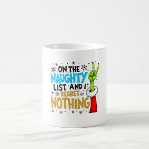 Blaue und goldene unartige Liste Weihnachtskreatur Kaffeetasse