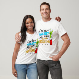 Blaue und goldene unartige Liste Weihnachtskreatur T-Shirt
