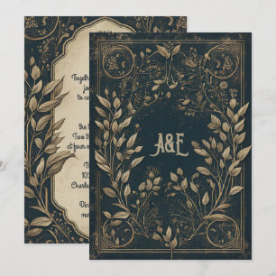 Blaue und goldene verzauberte Weide  Einladung