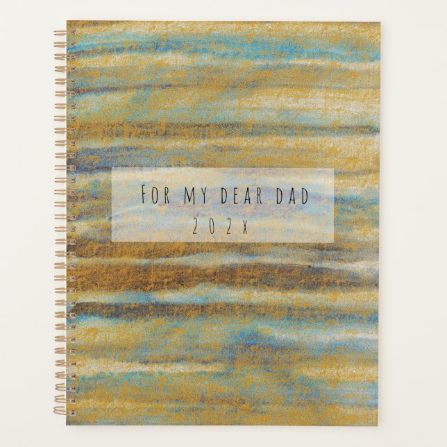 Blaue und goldene Wasserfarben Planer (Vorderseite)