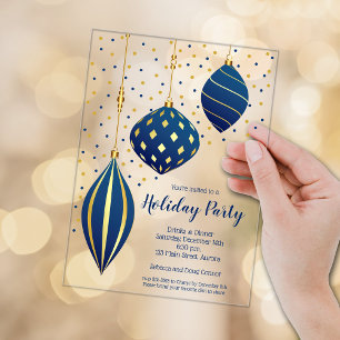 Blaue und goldene Weihnachtsdekorationen Feiertage Acryleinladungen