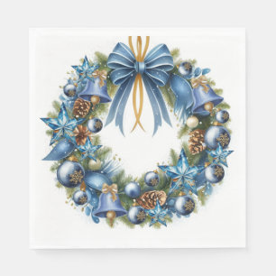 Blaue und goldene Weihnachtsgirlande Serviette