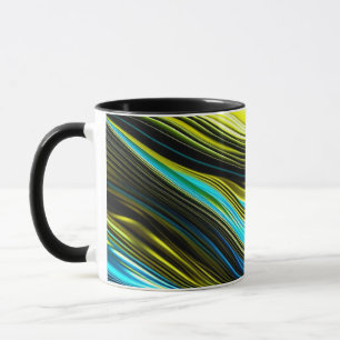 Blaue und goldfarbene Abstrakte Seide- und Satin-R Tasse