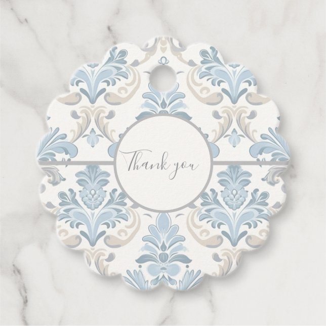 Blaue und graue Bildlaufgestaltung Geschenkanhänger (Vorderseite)