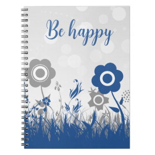 blaue und graue Blume Notizblock