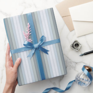 Blaue und graue Farbstreifen auf Aquarellpapier Geschenkpapier