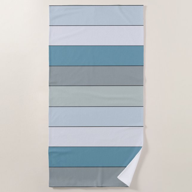 Blaue und graue Farbstreifen auf Aquarellpapier Strandtuch (Vorderseite)
