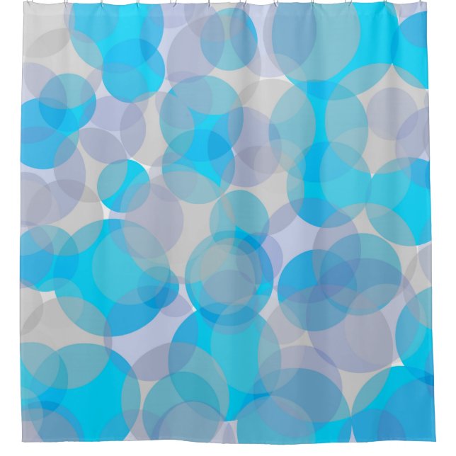 Blaue und graue Kreise Muster Duschvorhang (Vorderseite)