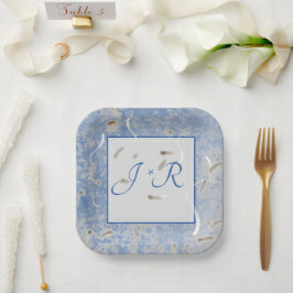 Blaue und graue Marmorplatte Pappteller