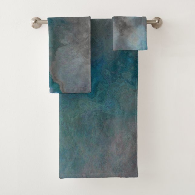 Blaue und graue Marmortextur Badhandtuch Set (Insitu)