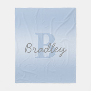 Blaue und graue Monogramm-Editierbare Farbgebung Fleecedecke