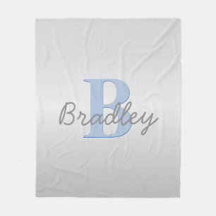 Blaue und graue Monogramm-editierbare Farbkombinat Fleecedecke