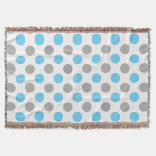 Blaue und graue Polka-Punktmuster Decke