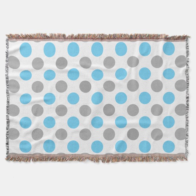 Blaue und graue Polka-Punktmuster Decke (Vorderseite)