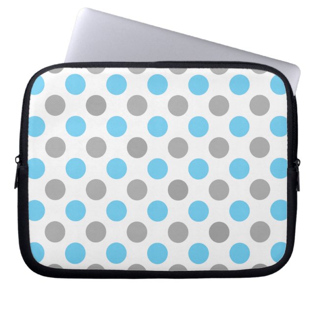 Blaue und graue Polka-Punktmuster Laptopschutzhülle (Vorderseite)