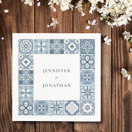 Blaue und graue spanische Fliesen Serviette