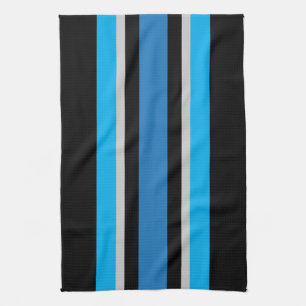 Blaue und graue Streifen auf Schwarz Geschirrtuch