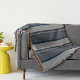 Blaue und graue Streifen Decke