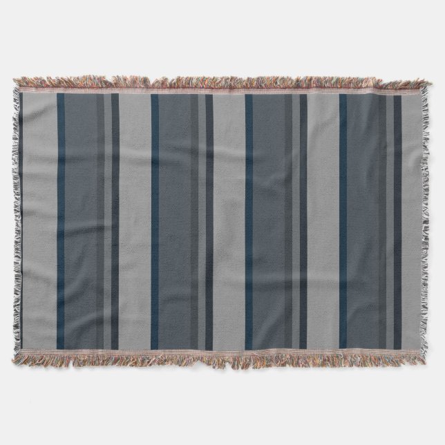 Blaue und graue Streifen Decke (Vorderseite)