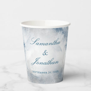 Blaue und graue Winterfarbe Hochzeitspapier-Tasse Pappbecher