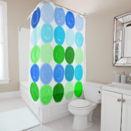 Blaue und grüne Blasen Duschvorhang
