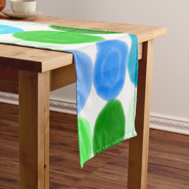 Blaue und grüne Blasen Kurzer Tischläufer (Beispiel)