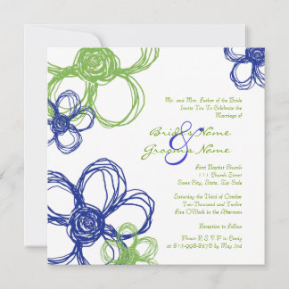 Blaue und grüne Blume zum Hochzeitsempfang Einladung