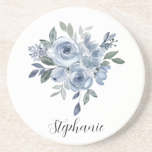 Blaue und grüne Blumen Getränkeuntersetzer