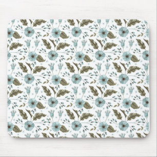 Blaue und grüne Blumen Mousepad