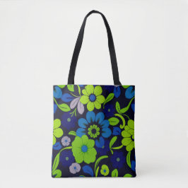 Blaue und grüne Blumen-Tasche