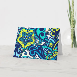 Blaue und grüne Blumenkarte Karte