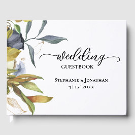 Blaue und grüne botanische Folien Gästebuch