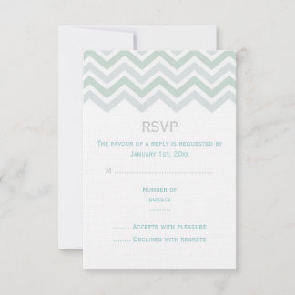 Blaue und grüne Chevron-Hochzeits-RSVP-Karte RSVP Karte