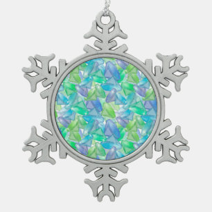 Blaue und grüne Diamanten Schneeflocken Zinn-Ornament
