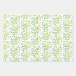 Blaue und grüne Dinosaurier zum Geburtstag Geschenkpapier Set