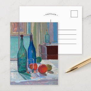 Blaue und grüne Flaschen und Orangen Spencer Gor Postkarte