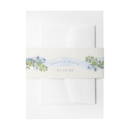 blaue und grüne florale Arm-Monogramm-Hochzeit Einladungsbanderole