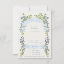 blaue und grüne Frühlings-hochzeit elegant RSVP Karte