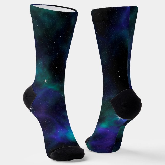 Blaue und grüne Galaxie Socken (Gewinkelt)