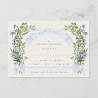 blaue und grüne Garten-Kranz-Hochzeits-RSVP