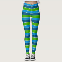 Blaue und grüne gestreifte Leggings
