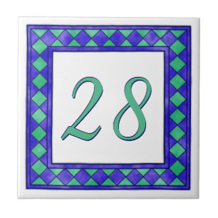 Blaue und grüne große Hausnummer Fliese