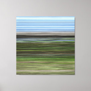 Blaue und grüne horizontale abstrakte Streifen Leinwanddruck