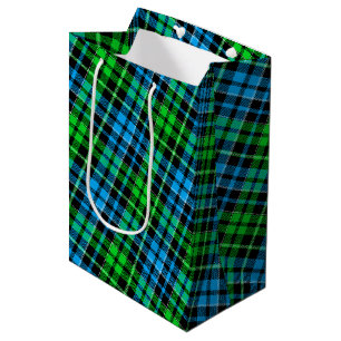 Blaue und grüne Karo-Tartan-Schwarz  Mittlere Geschenktüte