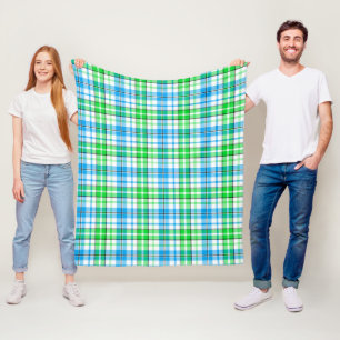 Blaue und grüne Karo-Tartan-Weiß  Fleecedecke