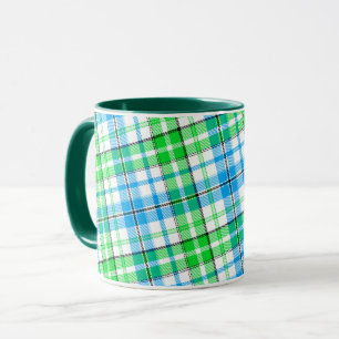 Blaue und grüne Karo-Tartan-Weiß Tasse