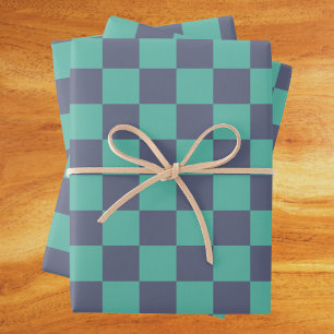 Blaue und grüne Karton Geschenkpapier Set